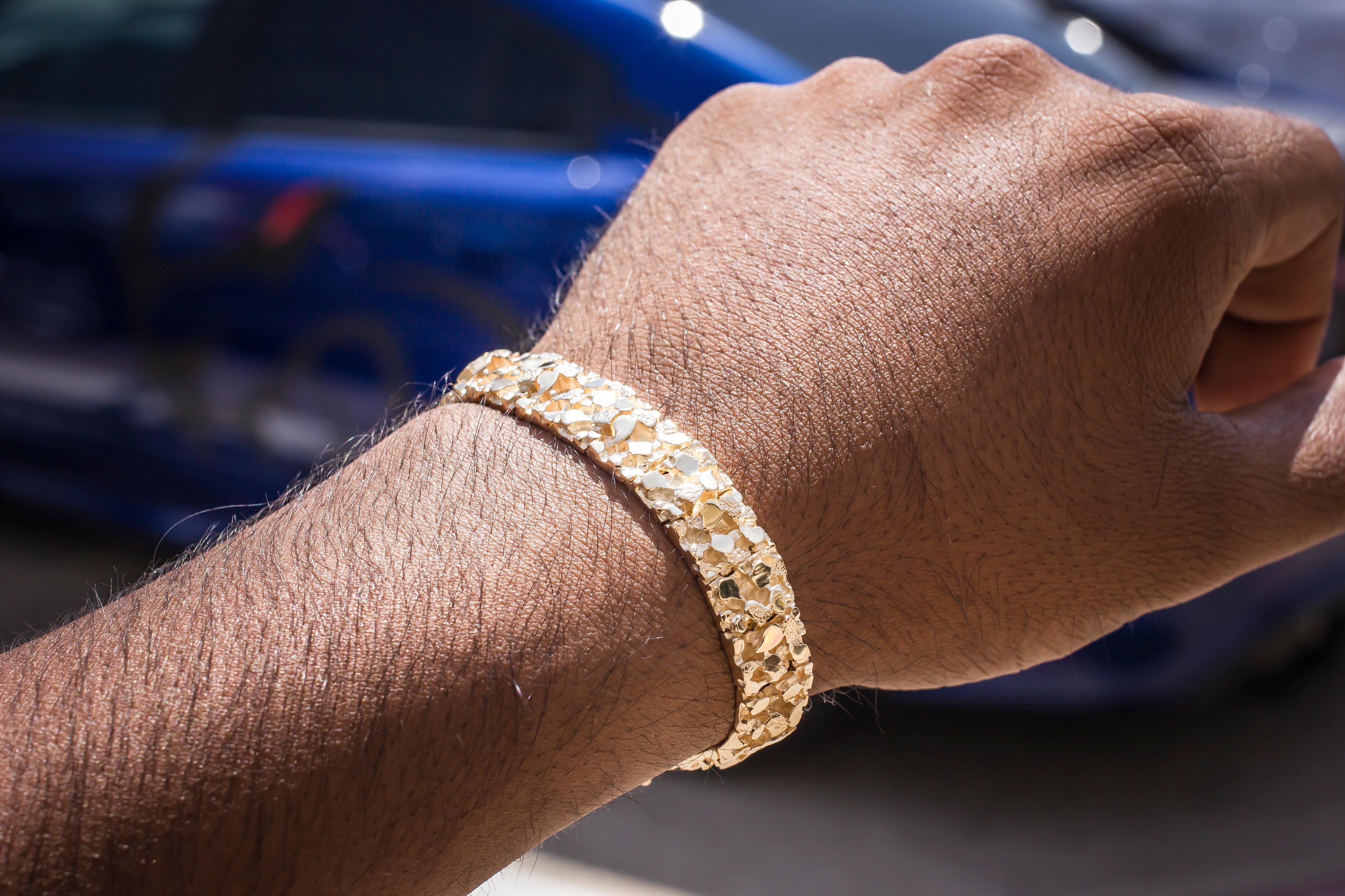 mens gold nugget bracelet