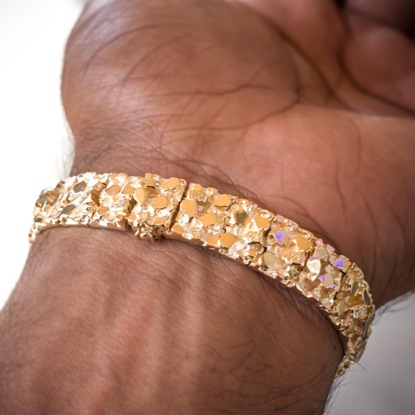 14k gold nugget bracelet mens outlet