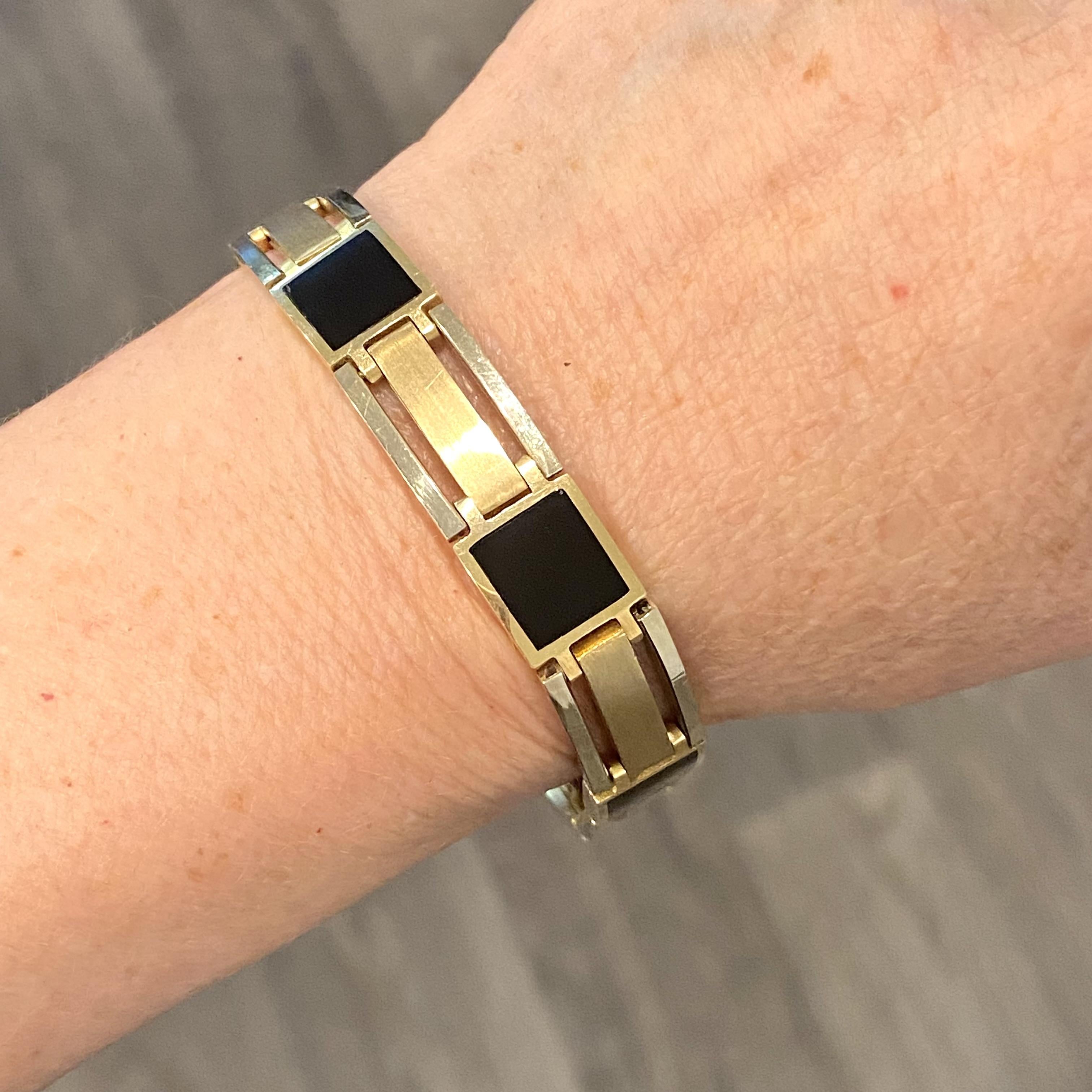 Vintage Men's 14K Gold & Onyx Bracelet 2