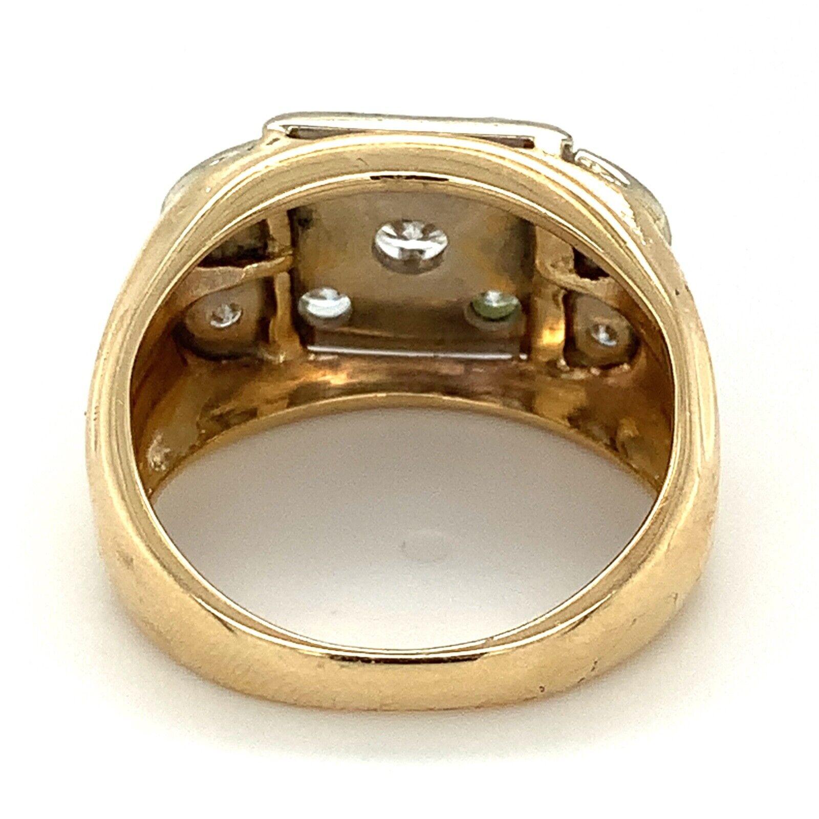 Vintage Men's 14k Yellow Gold Round White Diamond 1cttw Set Ring In Good Condition In Montgomery, AL