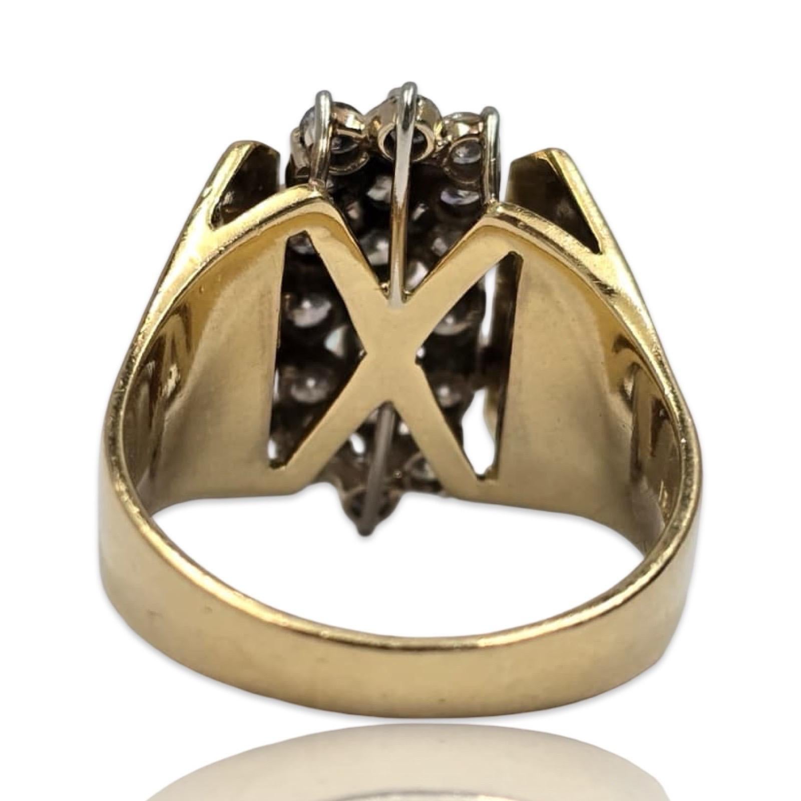 Vintage Men's 18K Gold 3ct Diamond Power Cluster Ring - Bold Executive Präsenz im Angebot 1