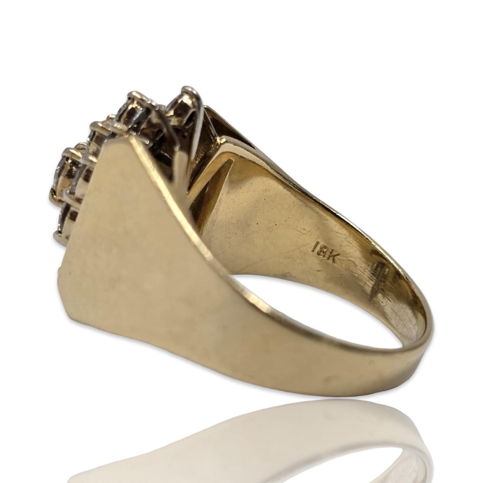 Vintage Men's 18K Gold 3ct Diamond Power Cluster Ring - Bold Executive Präsenz im Angebot 2