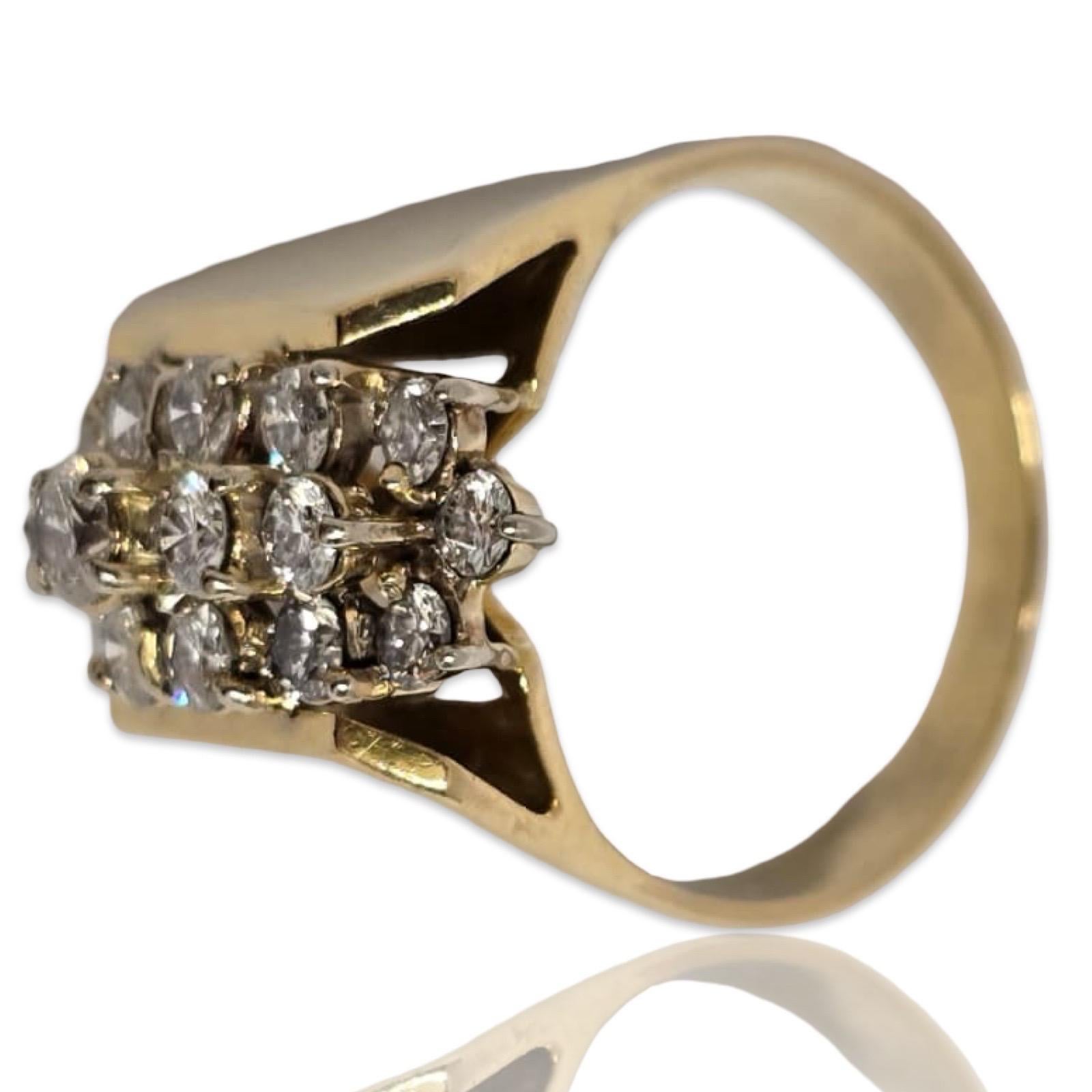 Vintage Men's 18K Gold 3ct Diamond Power Cluster Ring - Bold Executive Präsenz im Angebot 3