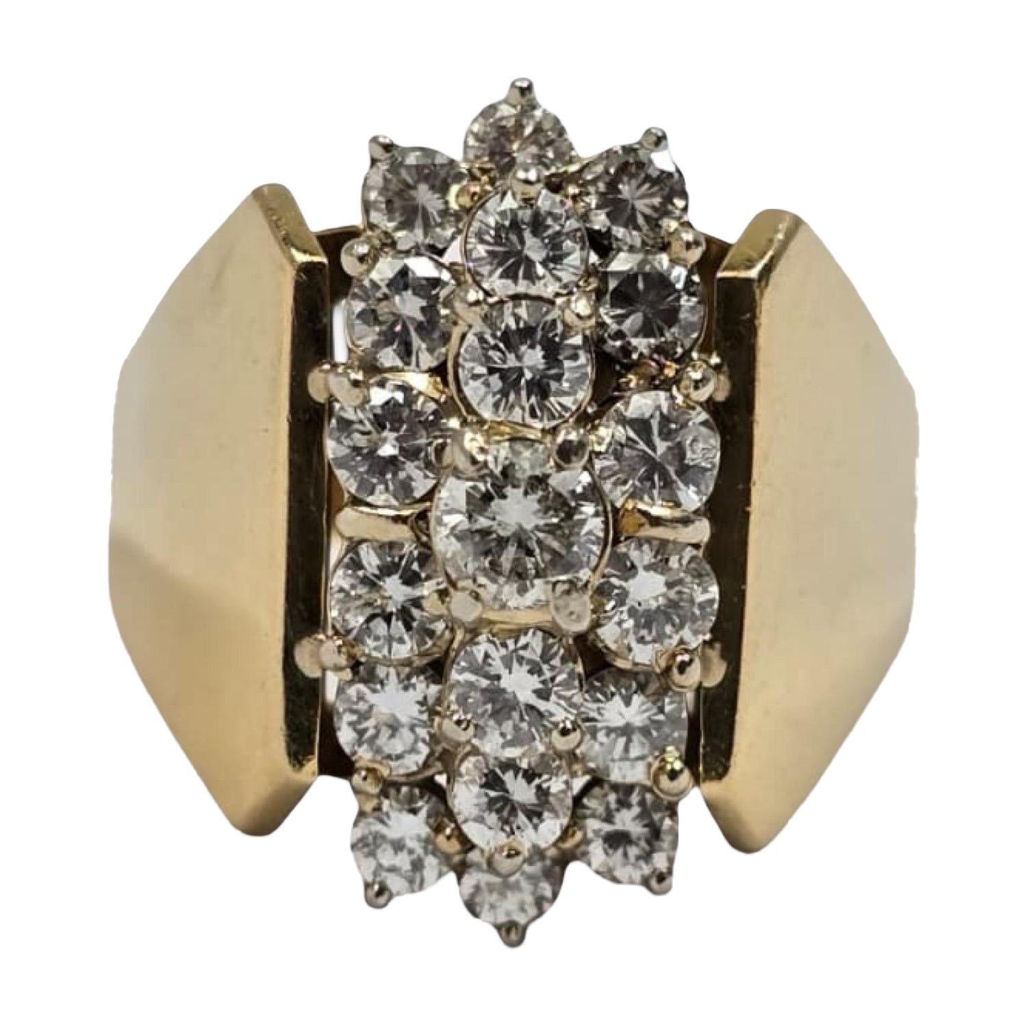 Bague Vintage pour homme en or 18K 3ct Diamond Power Cluster Ring - Bold Executive Presence