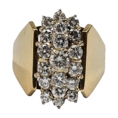 Vintage Men’s 18K Gold 3ct Diamond Power Cluster Ring — Bold Executive Presence Vintage Men’s 18K Gold 3ct Diamond Power Cluster Ring — Bold Executive Presence