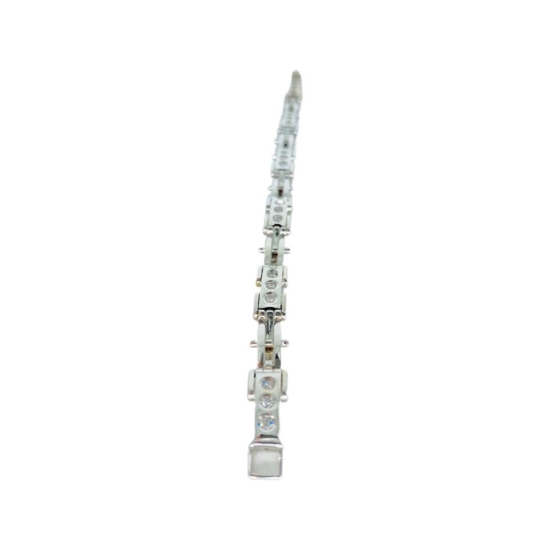 Vintage Men’s 1.98 Total Carat Weight Diamond Fancy Link Bracelet Italy 18k For Sale 4