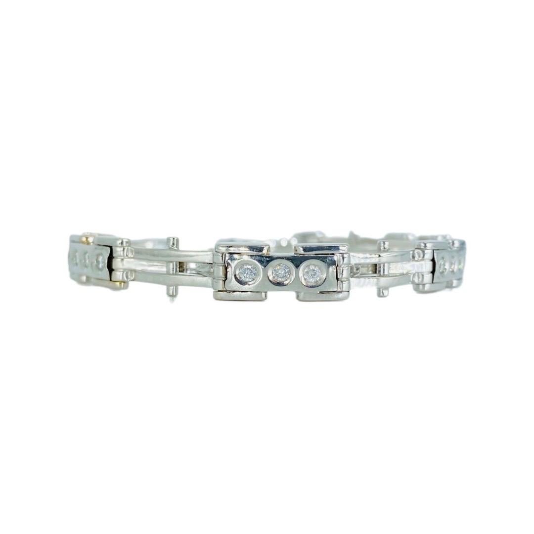 Vintage Men’s 1.98 Total Carat Weight Diamond Fancy Link Bracelet Italy 18k. Extremely unique and one of its kind. The bracelet features approx 1.98 total carat of white brilliant cut round diamonds. The diamonds featured are G/VS+ Color, Clarity.