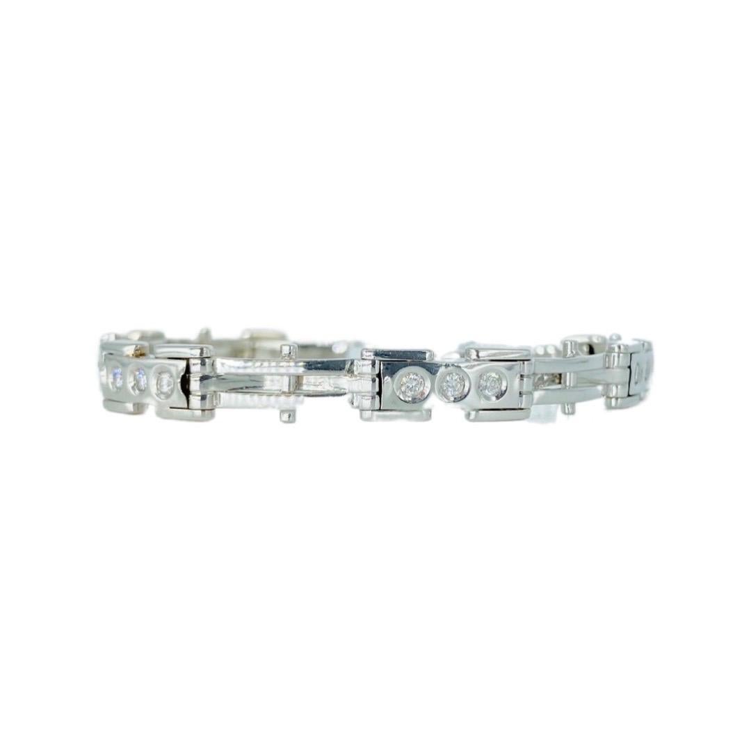 Vintage Men's 1,98 Gesamtkarat Gewicht Diamant Fancy Link Armband Italien 18k (Rundschliff) im Angebot