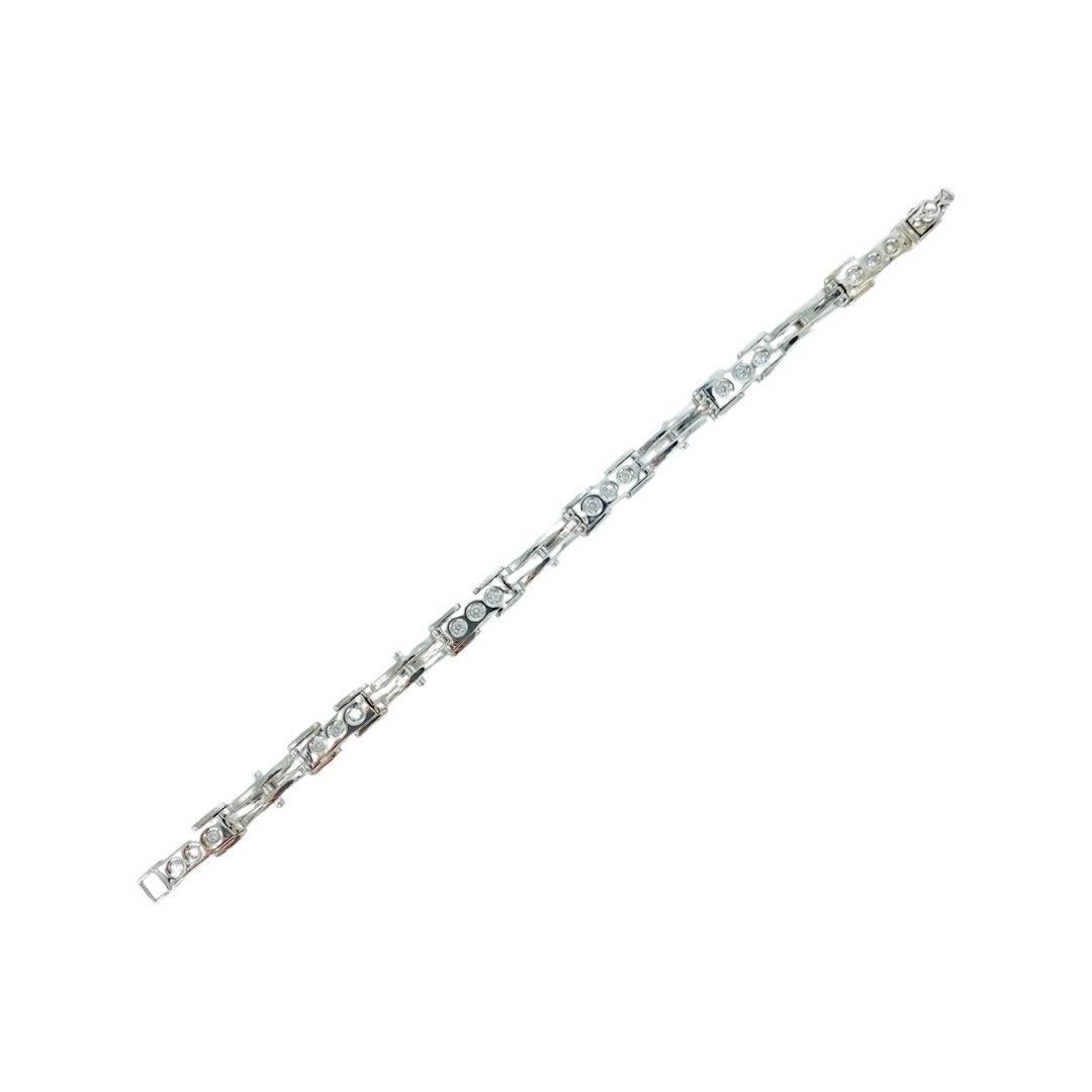 Vintage Men’s 1.98 Total Carat Weight Diamond Fancy Link Bracelet Italy 18k For Sale 3