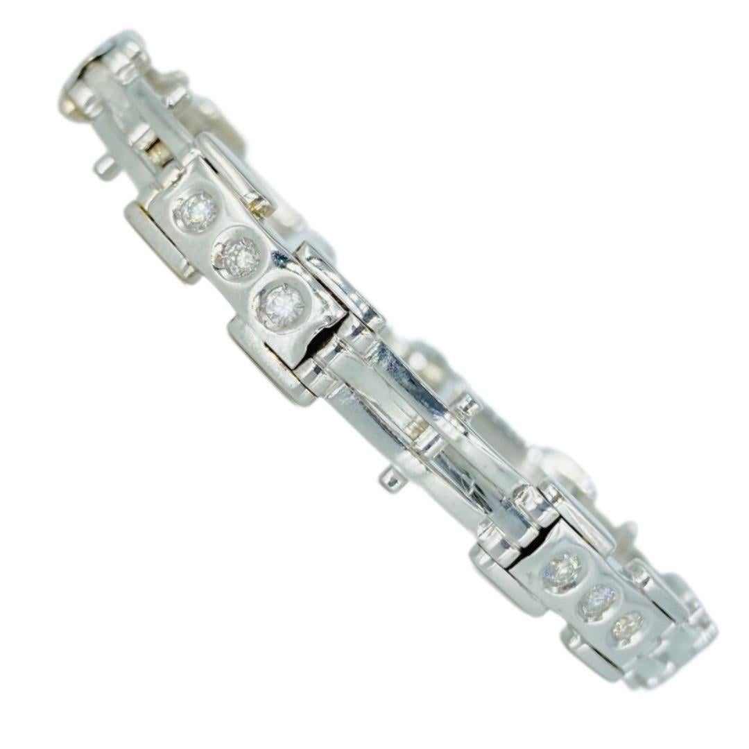 Vintage Men’s 1.98 Total Carat Weight Diamond Fancy Link Bracelet Italy 18k For Sale