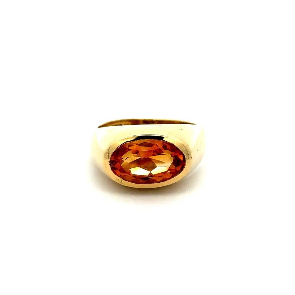 Modernist Vintage Men’s 4 Carat Oval Citrine Gold Bezel Dome Mid Century Modern Ring