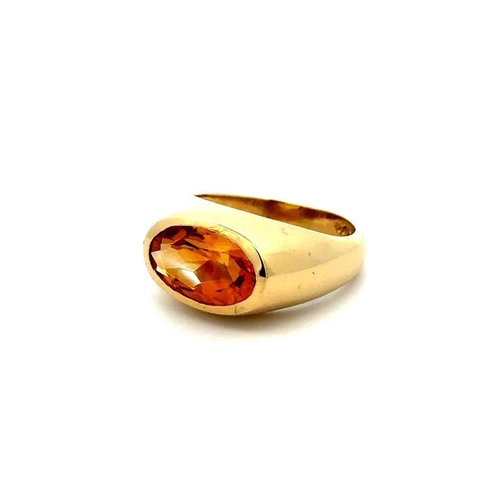 Oval Cut Vintage Men’s 4 Carat Oval Citrine Gold Bezel Dome Mid Century Modern Ring