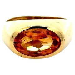 Anello vintage da uomo da 4 carati ovale con citrino in oro con castone a cupola del Medioevo moderno