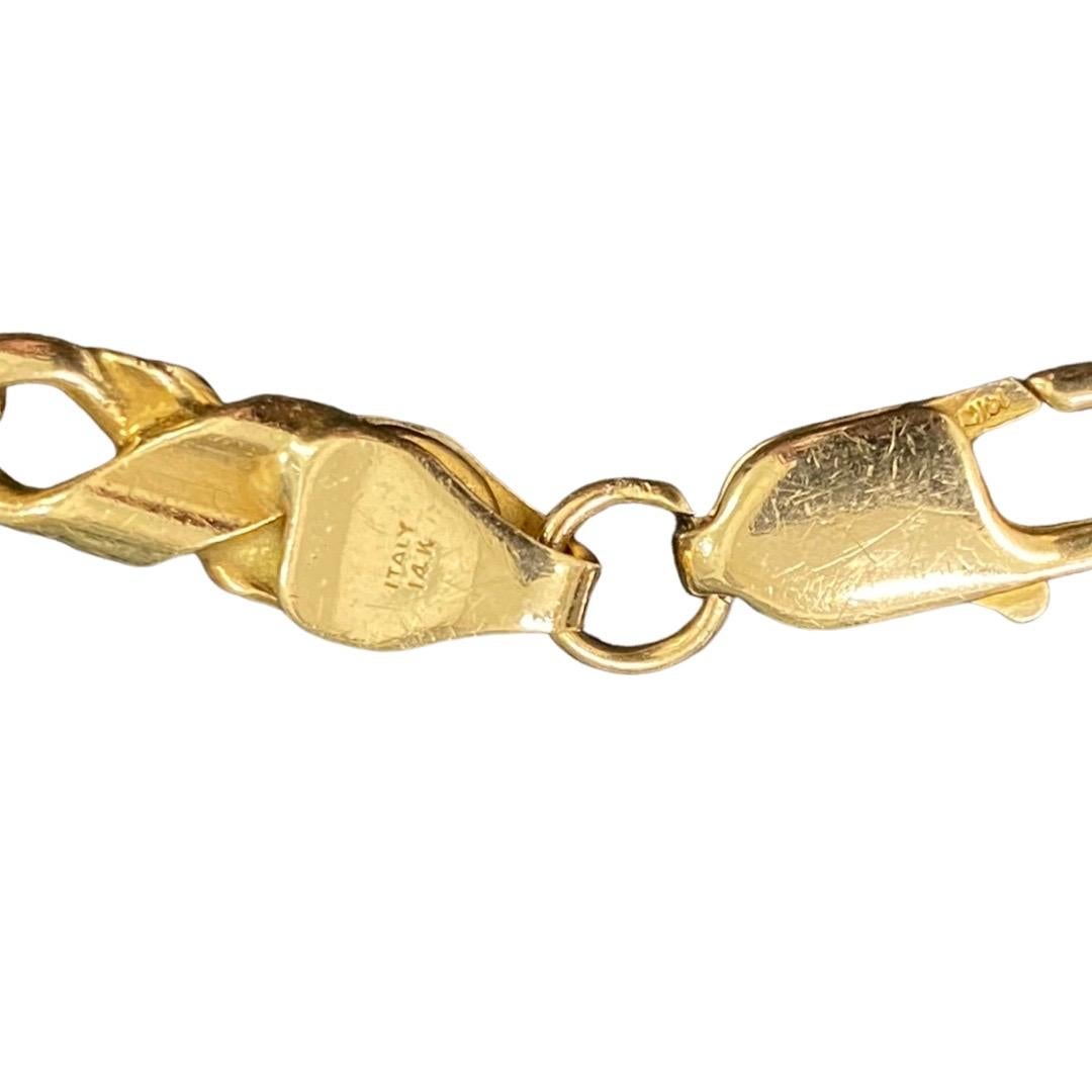 Vintage Men’s 6.5mm Fancy Extended Twist Cuban Curb Link Bracelet 14k Gold For Sale 3