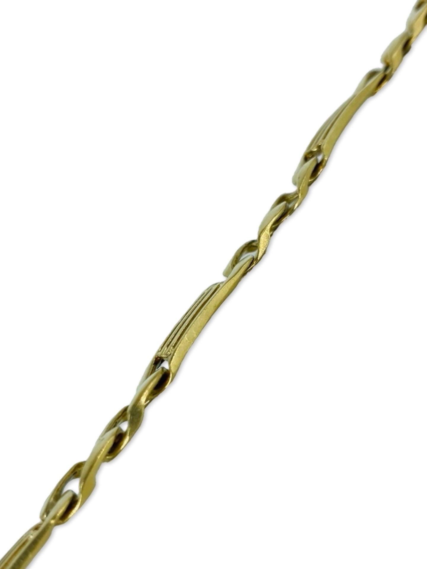 Vintage Men's 6mm Fancy Boxed Curbed Link Chain 14k  In Good Condition For Sale In Miami, FL