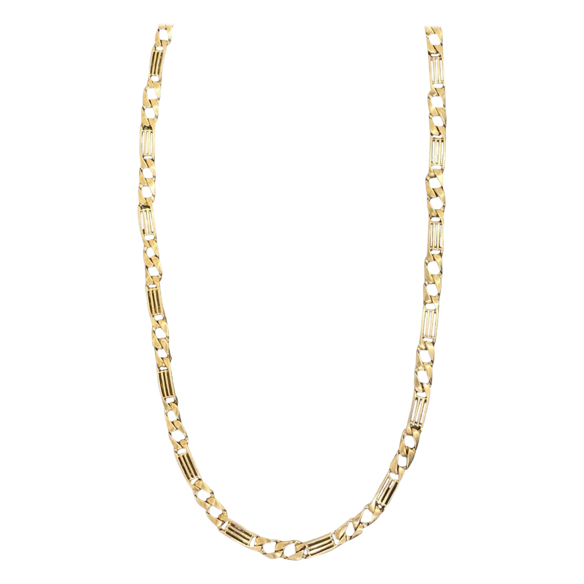 Cadena de eslabones rizados vintage para hombre de 6 mm en caja de lujo 14k en venta