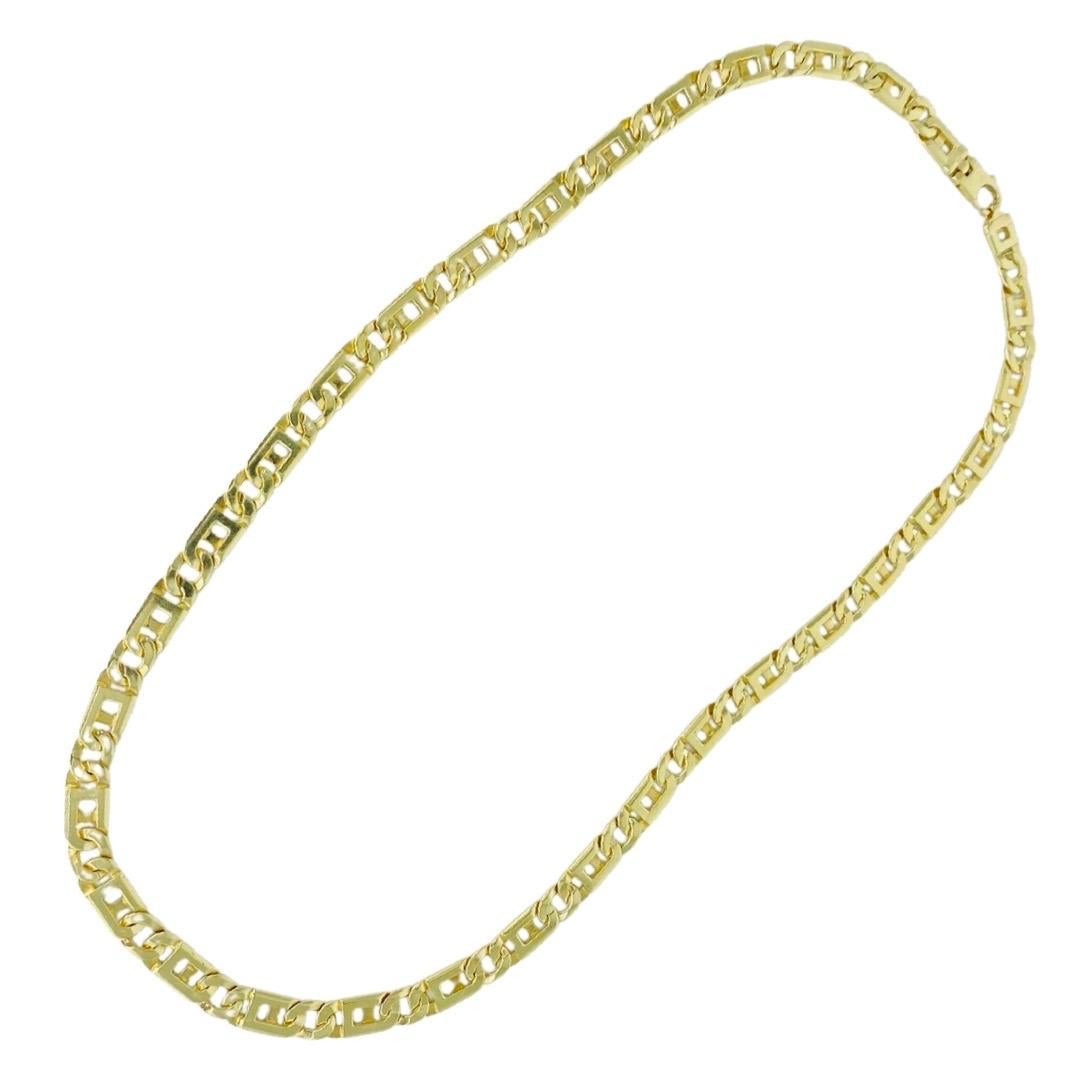 Vintage Men’s 8mm Fancy Link Chain 14k Gold In Excellent Condition For Sale In Miami, FL