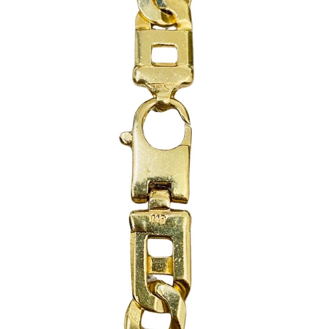 Vintage Men’s 8mm Fancy Link Chain 14k Gold For Sale 2