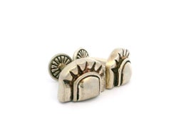 Cordón de hombre vintage B. Kieselstein. Gemelos Barra Sol Luna y Estrella Plata de Ley