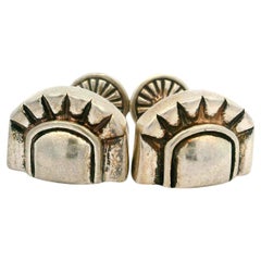 Vintage Men's B. Kieselstein Cord. Sterling Silver Sun Moon & Star Bar Cufflinks