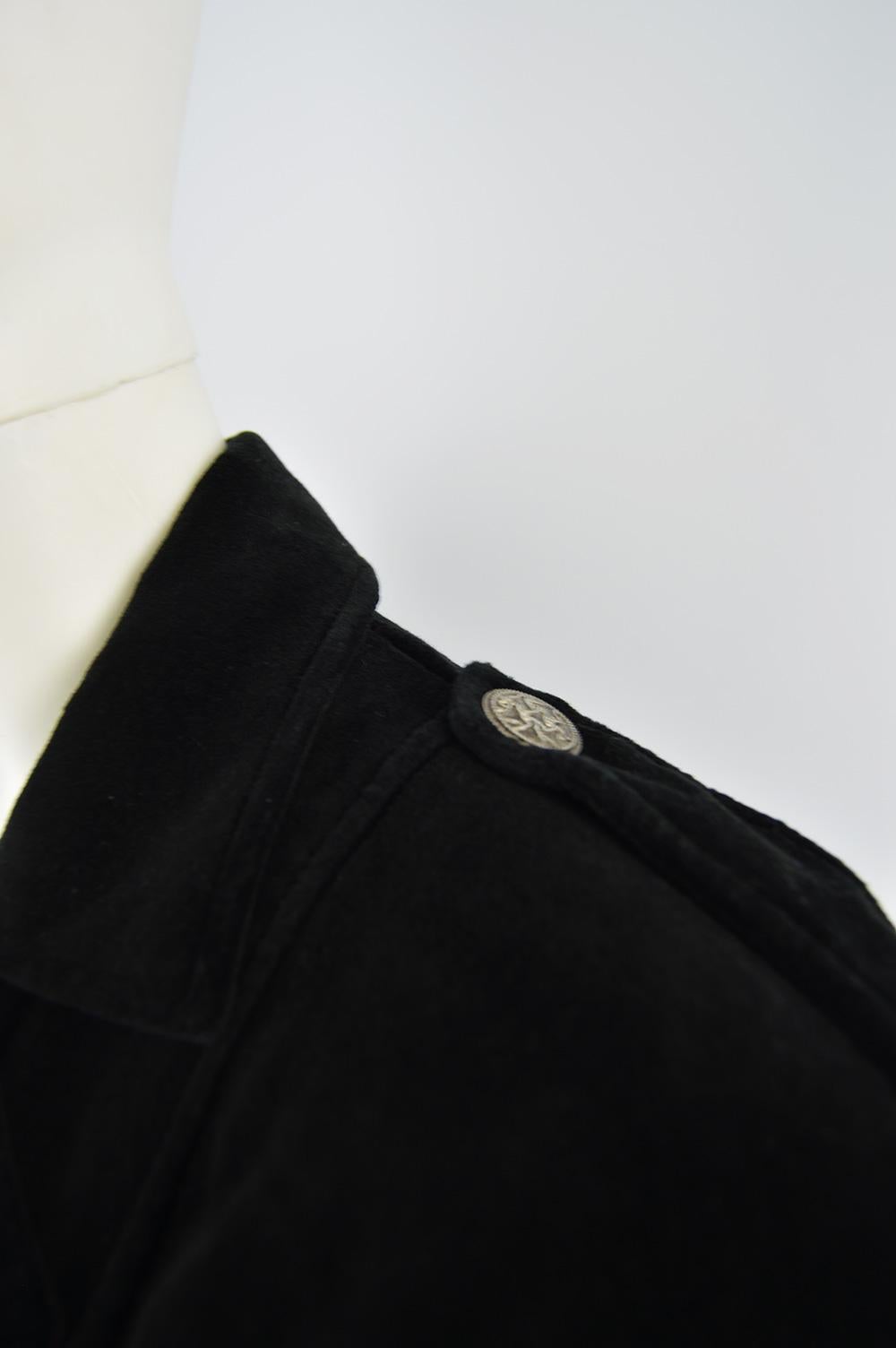 Vintage Men's Black Velvet Long Maxi Single Breasted Frock Coat, 1980s  1