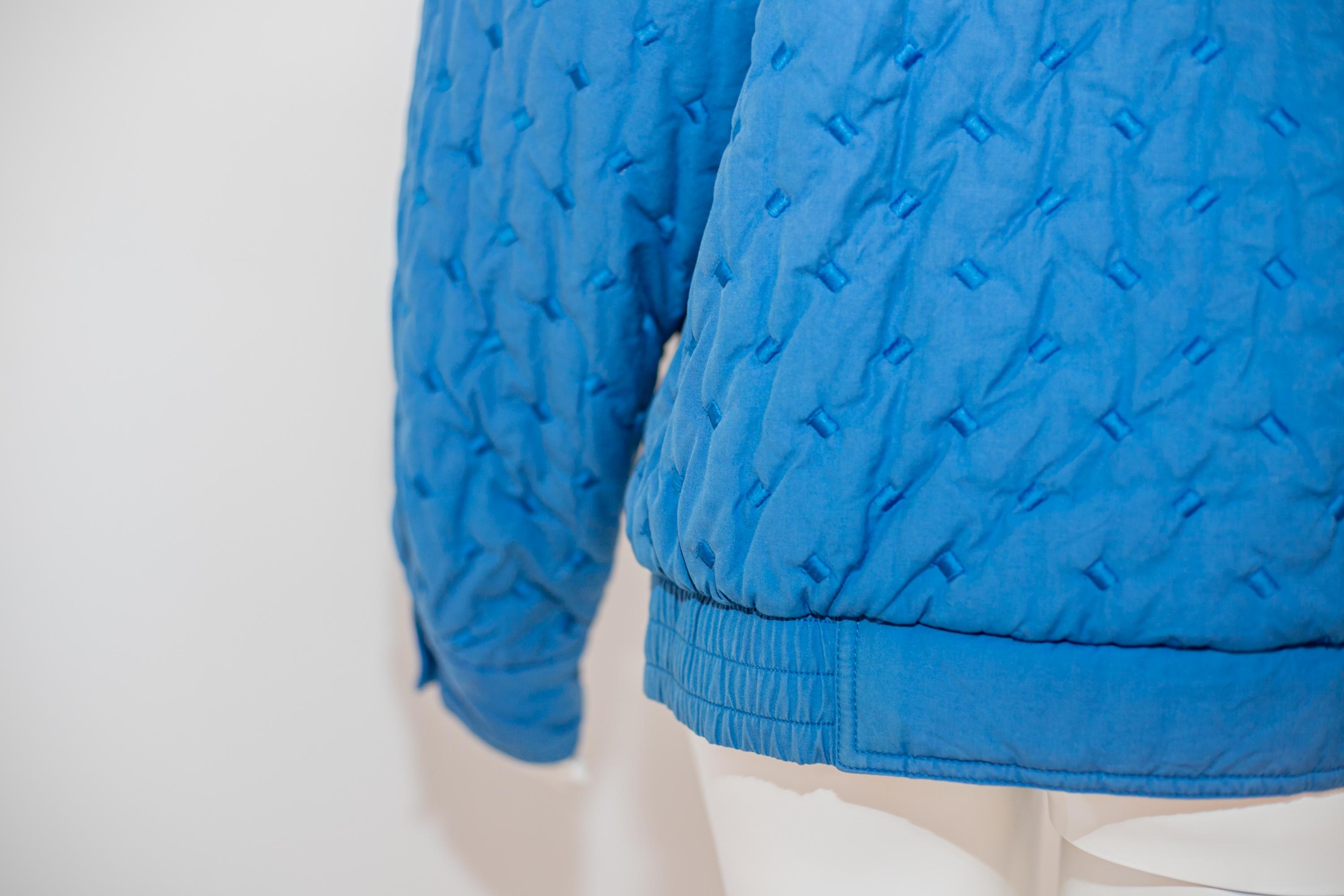 Valentino Vintage Blue Cotton Bomber Jacket For Sale 7