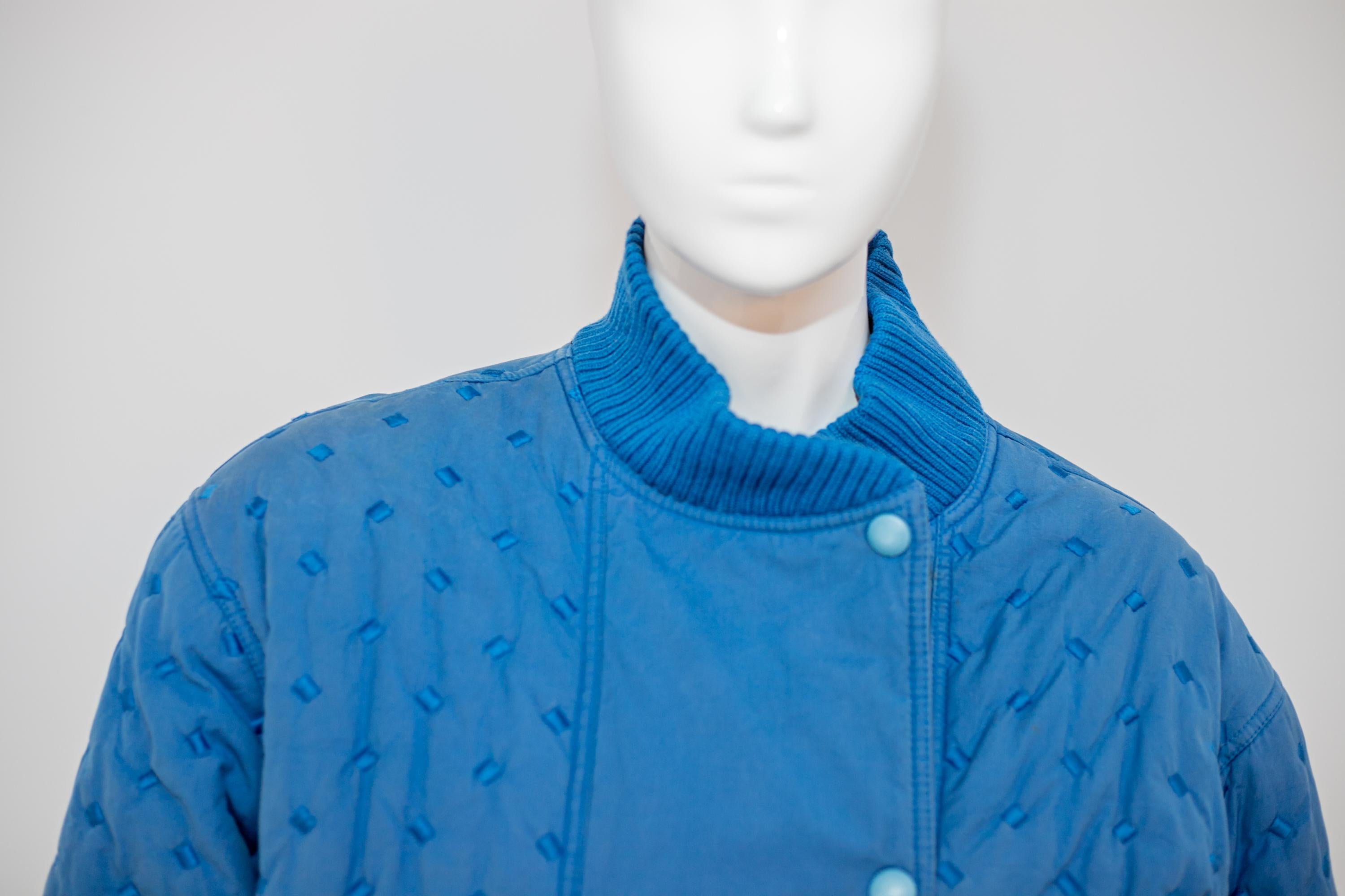 Valentino Vintage Blaue Bomberjacke aus Baumwolle im Zustand „Gut“ im Angebot in Milano, IT