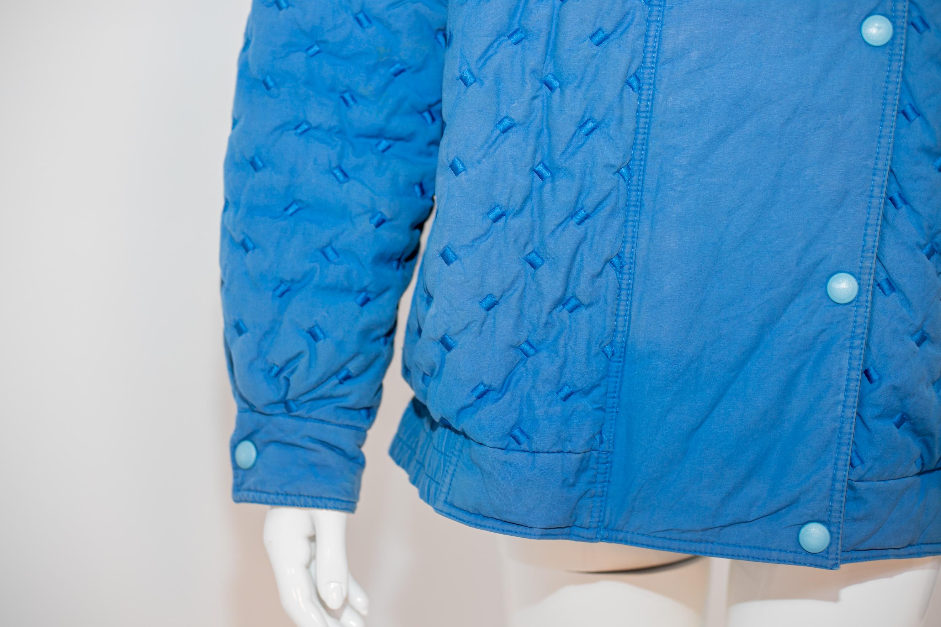Men's Valentino Vintage Blue Cotton Bomber Jacket For Sale