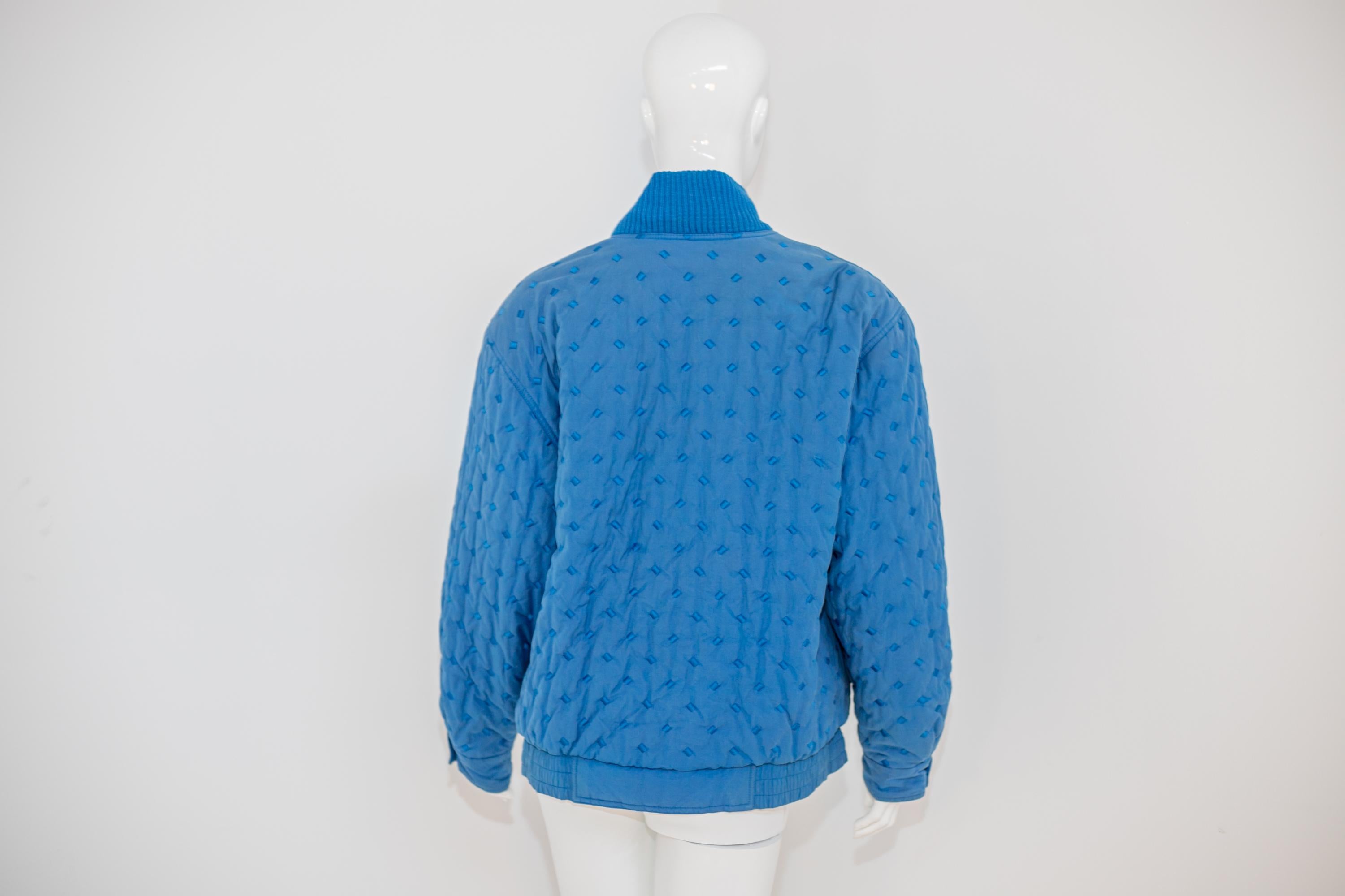 Valentino Vintage Blue Cotton Bomber Jacket For Sale 4