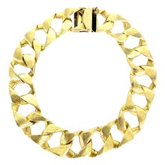 Vintage Men’s Brushed Squared Fancy Cuban Link Bracelet 14k Gold