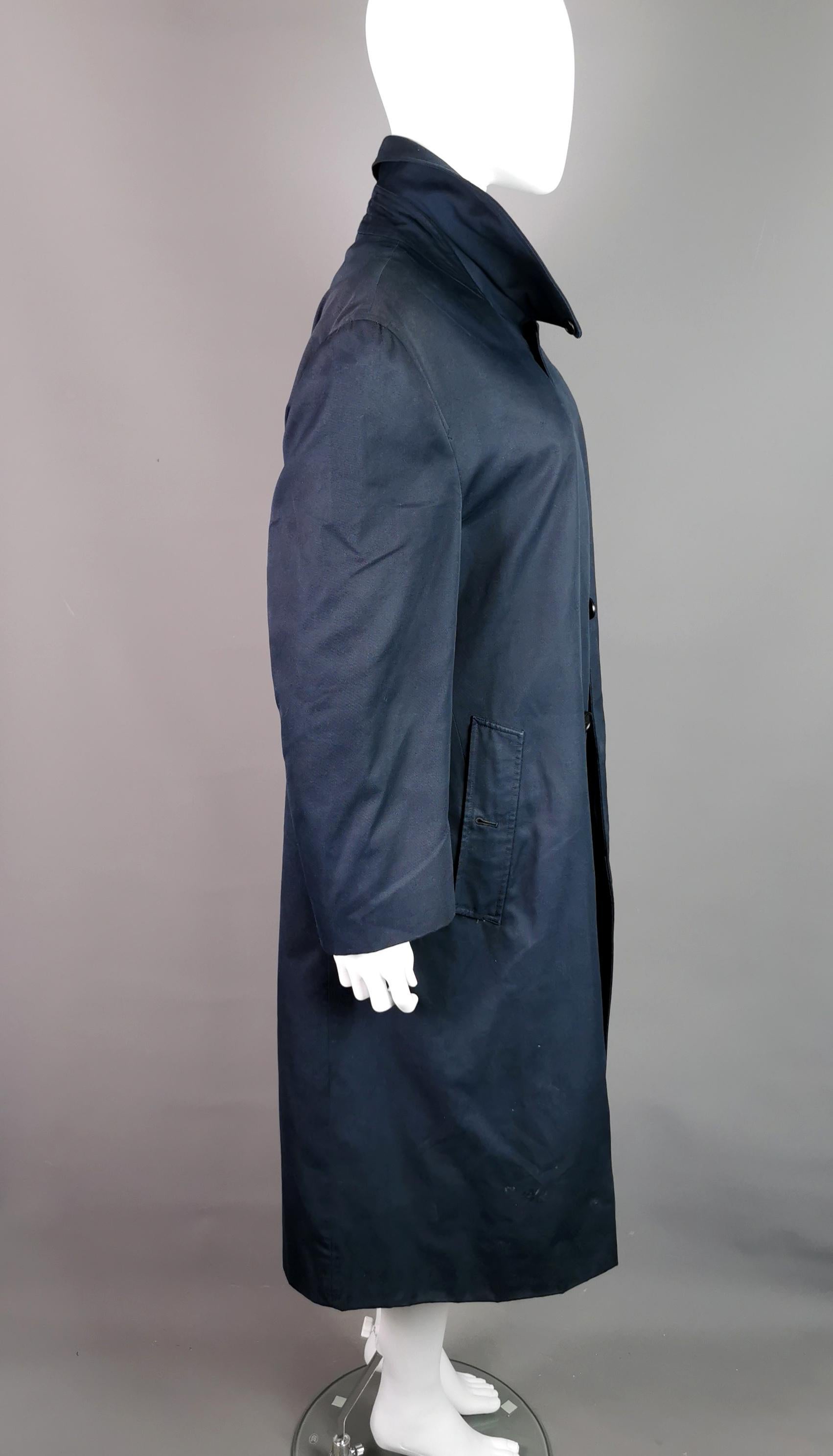 Men's Vintage mens Burberry navy trench coat, mac 