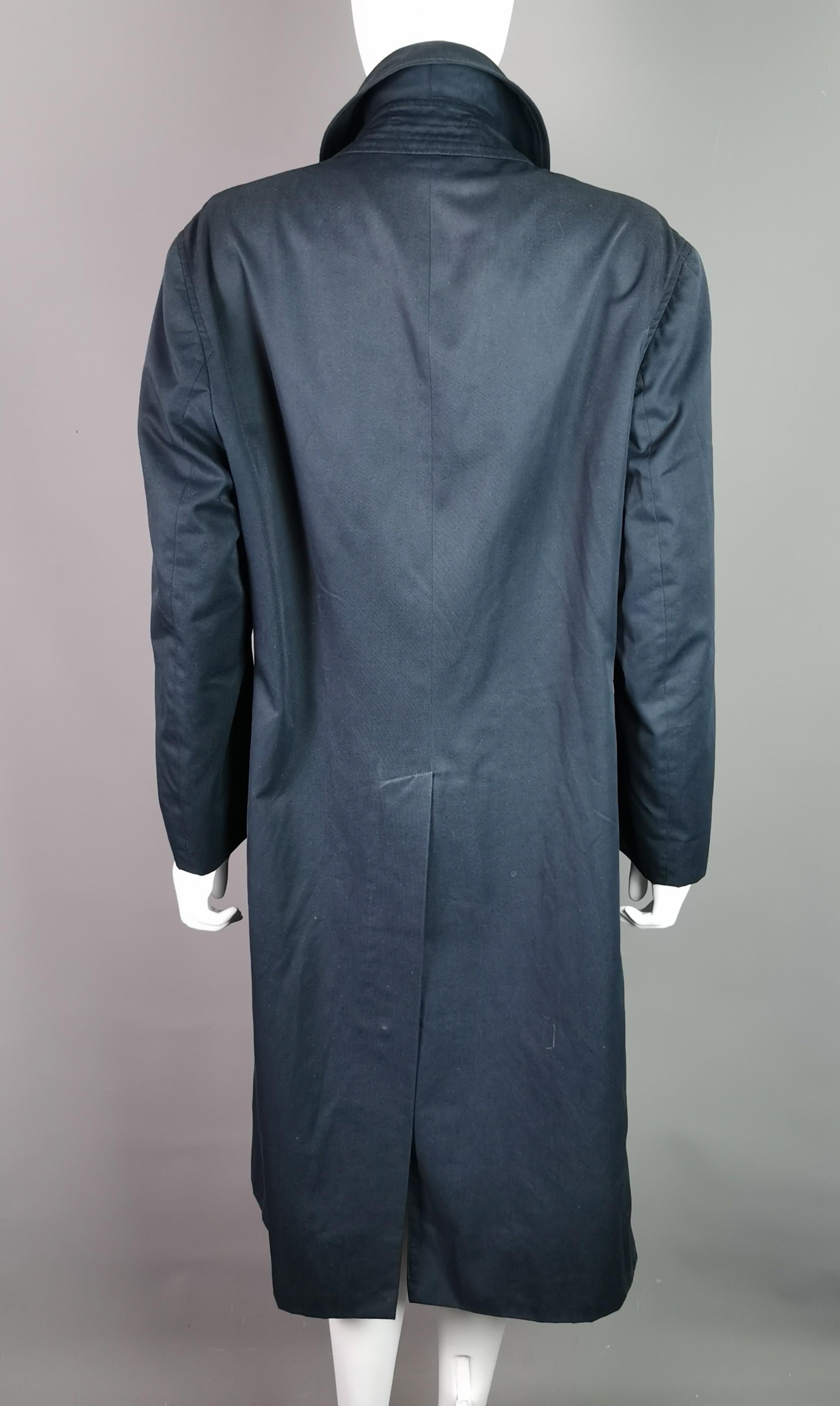 Vintage mens Burberry navy trench coat, mac  2