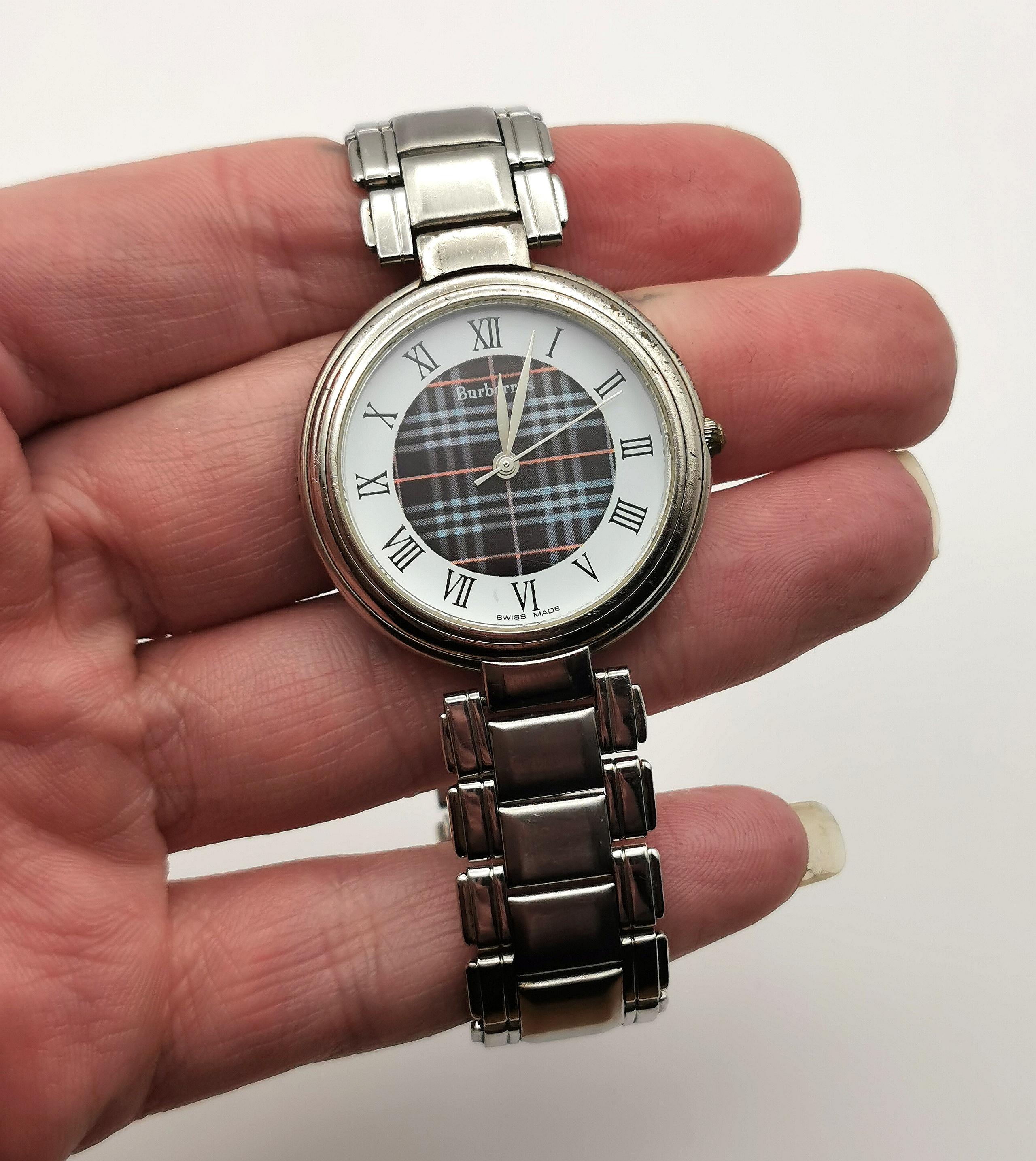 Montre-bracelet vintage en acier Burberry pour homme 4
