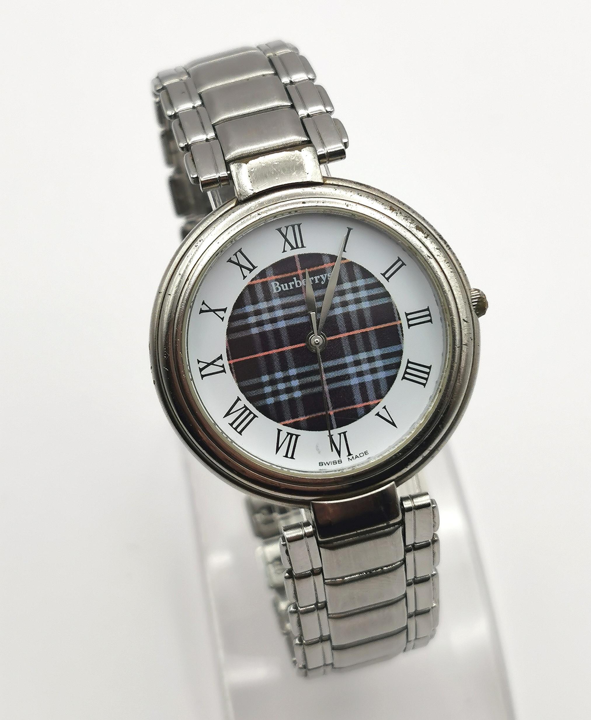 Montre-bracelet vintage en acier Burberry pour homme 5