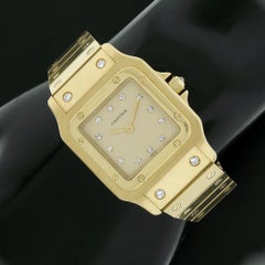 Vintage Men's Cartier Galbee 18K Yellow Gold Automatic Diamond Wrist Watch