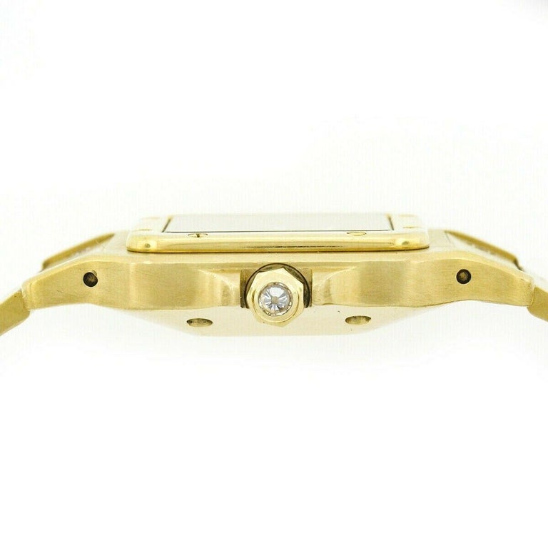 Vintage Men's Cartier Galbee 18K Yellow Gold Automatic Diamond Wrist Watch In Good Condition For Sale In Montclair, NJ