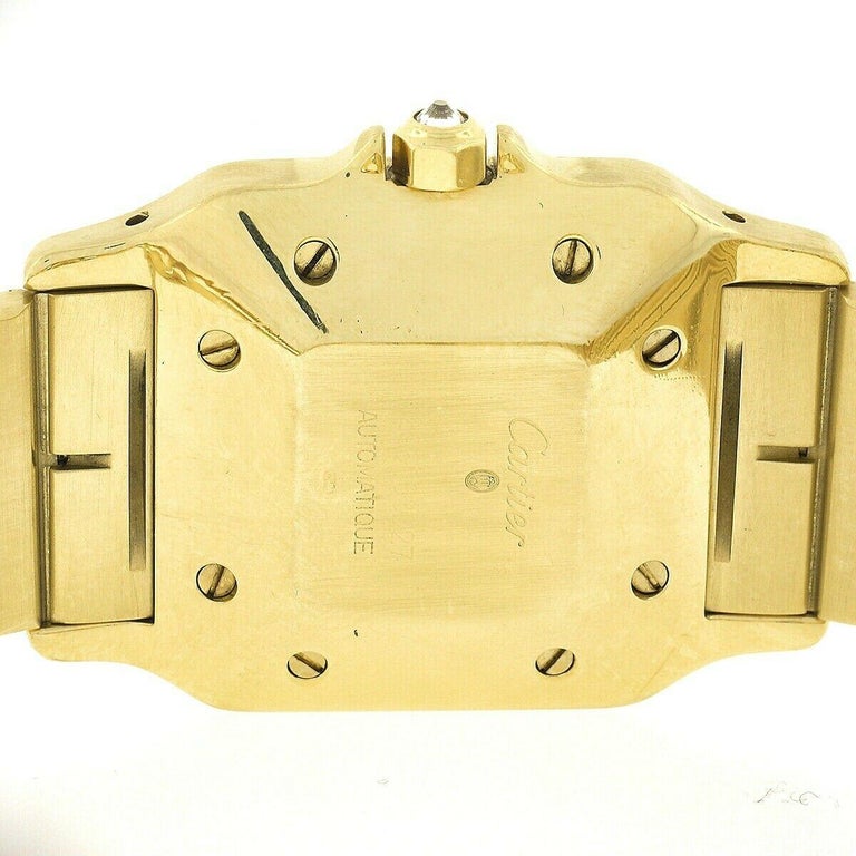 Women's Vintage Men's Cartier Galbee 18K Yellow Gold Automatic Diamond Wrist Watch For Sale