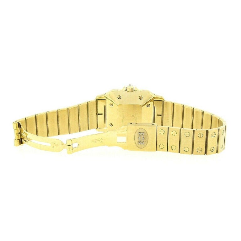 Vintage Men's Cartier Galbee 18K Yellow Gold Automatic Diamond Wrist Watch For Sale 1