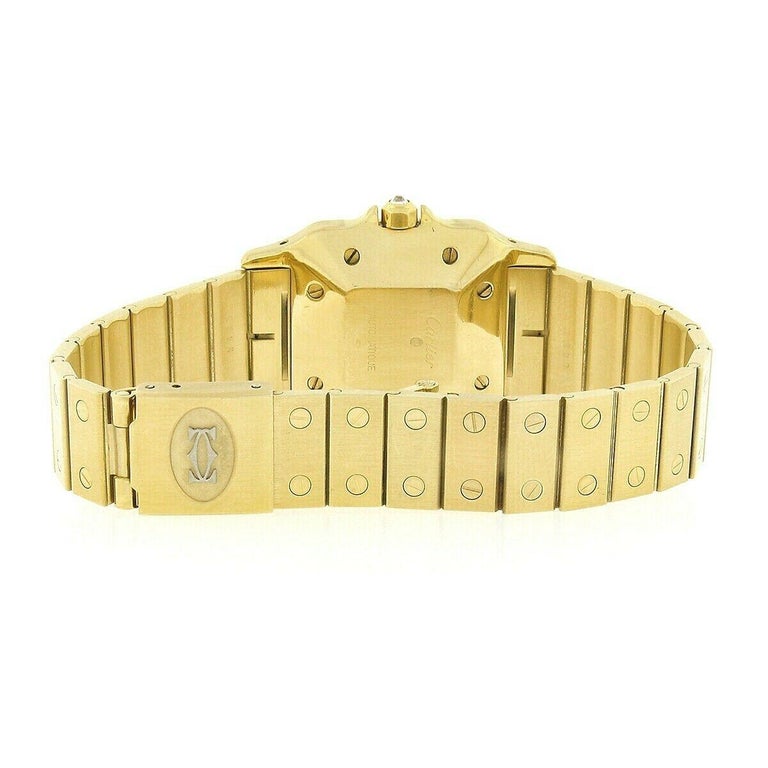 Vintage Men's Cartier Galbee 18K Yellow Gold Automatic Diamond Wrist Watch For Sale 2
