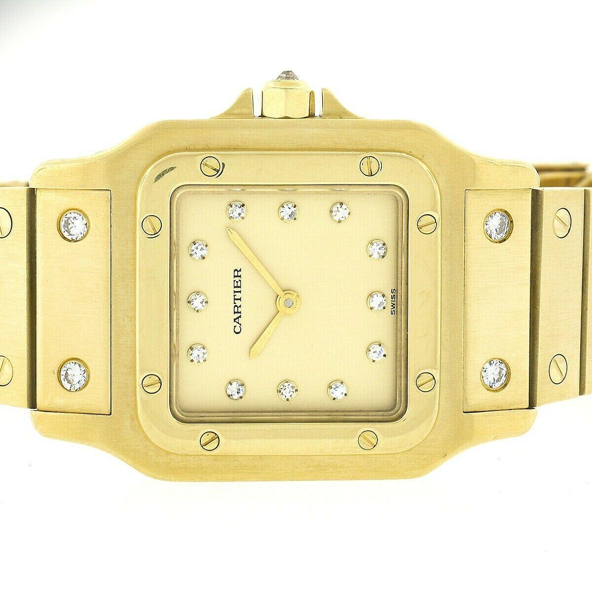 Herren Cartier Galbee 18K Gelbgold Automatik-Diamant-Armbanduhr Damen