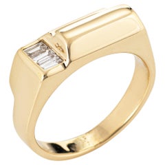 Vintage Men's Diamond Ring 14 Karat Yellow Gold Estate Fine Jewelry Unisex