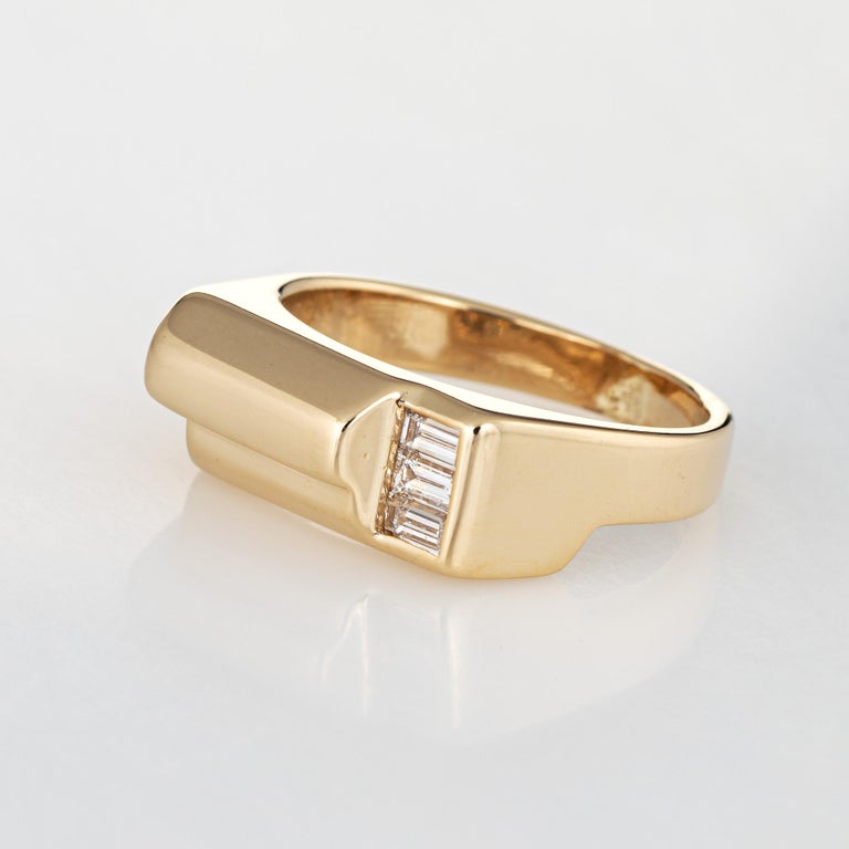 Vintage Men's Diamond Ring 14 Karat Yellow Gold Estate Fine Jewelry ...