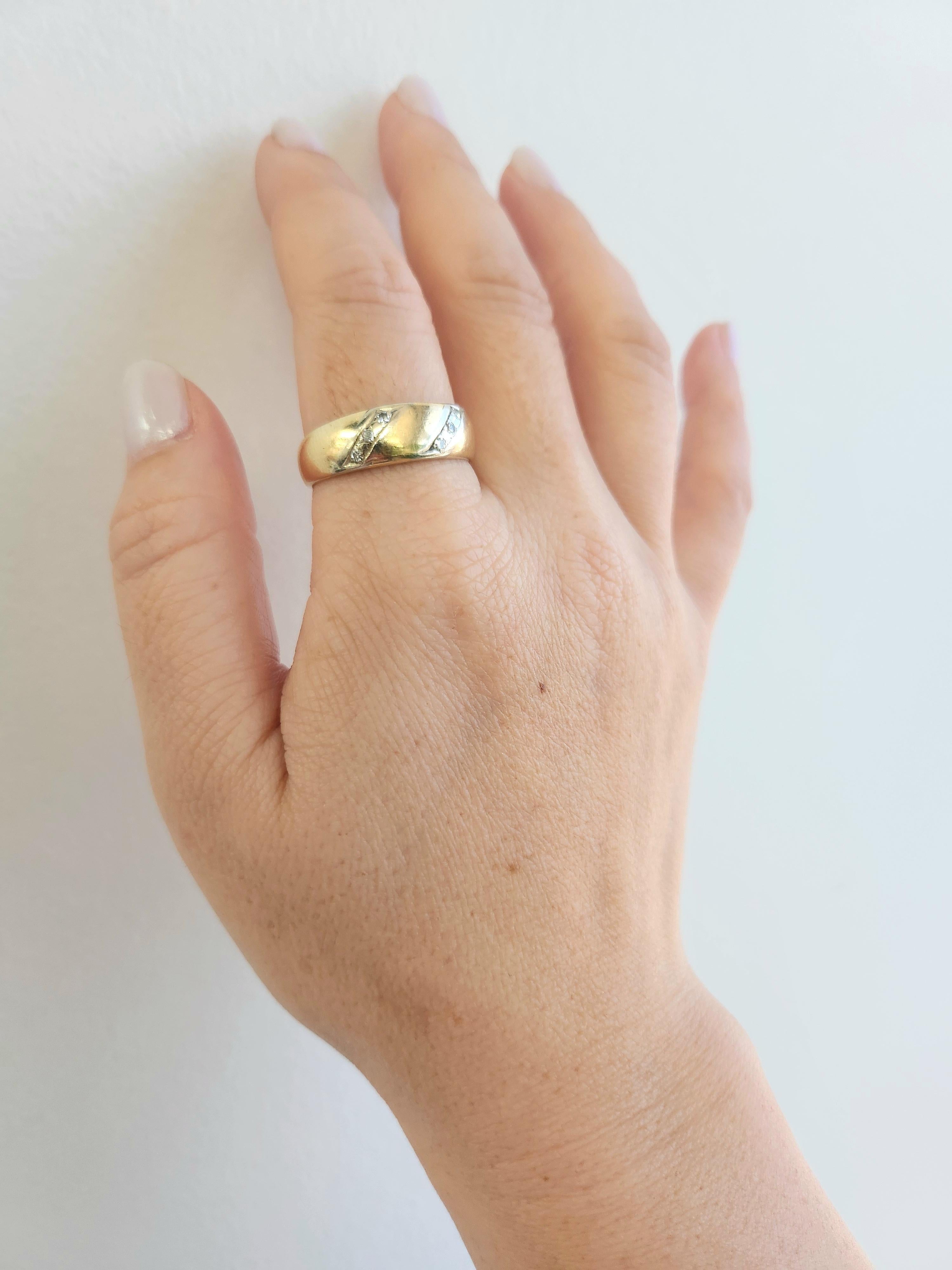 Vintage Men's Diamond Ring Band 14K Two Tone Gold For Sale 1