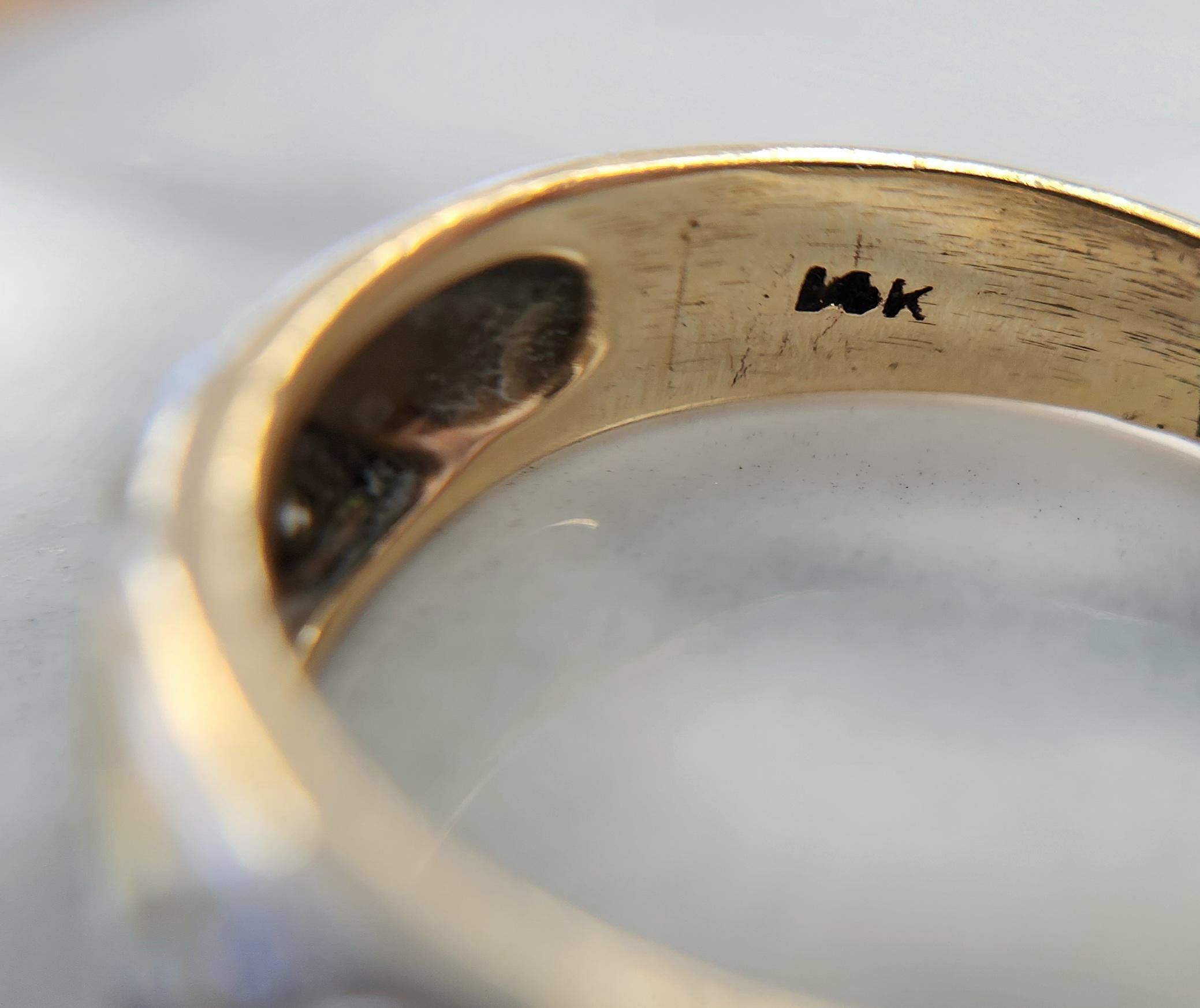 Vintage Men's Diamond Ring Band 14K Two Tone Gold For Sale 2