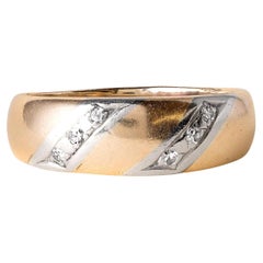 Bague vintage pour homme avec diamant 14K en or bicolore