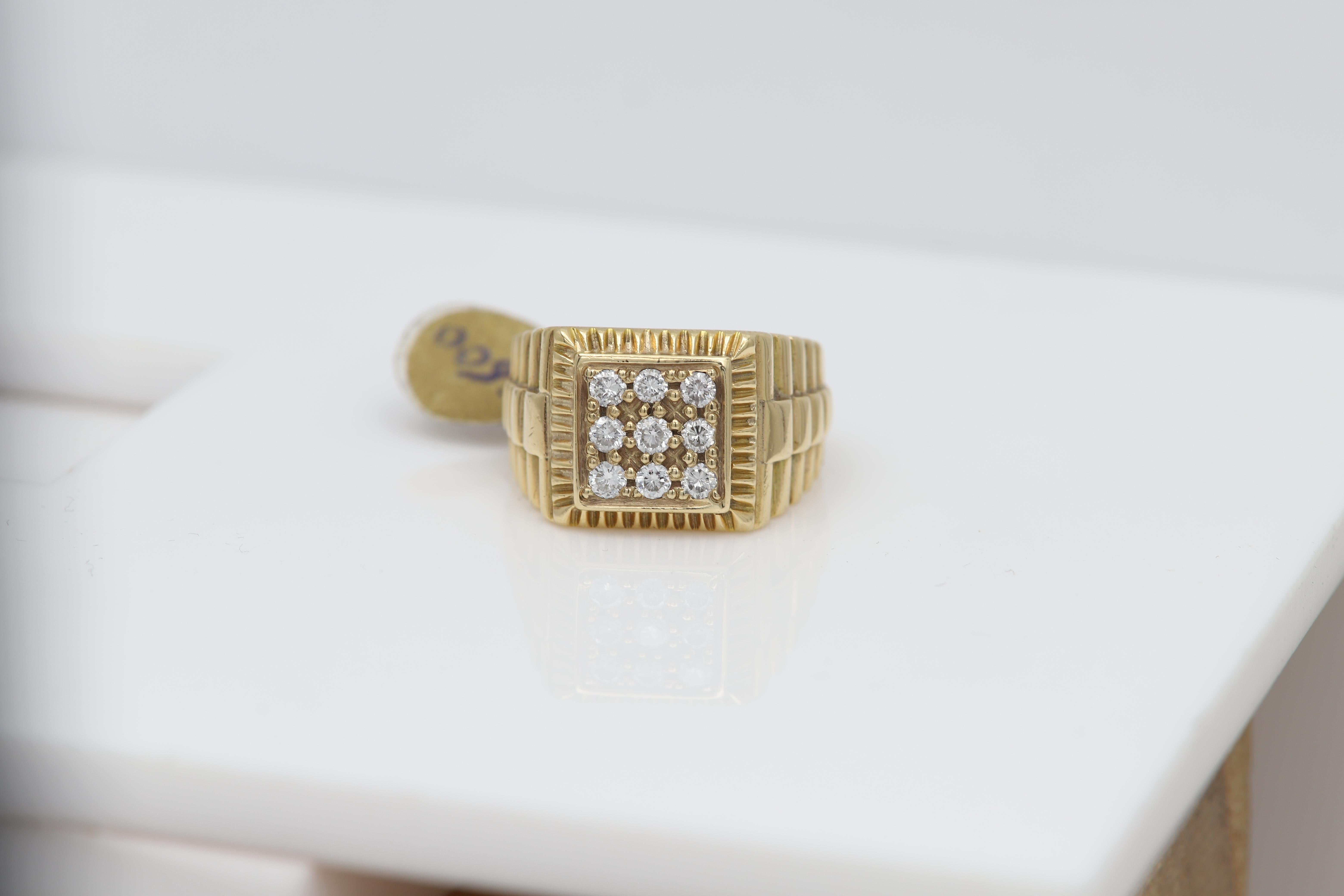 Vintage Herren Diamant Ring Cluster Diamanten Männer Ring 14 Karat Gold im Angebot 1