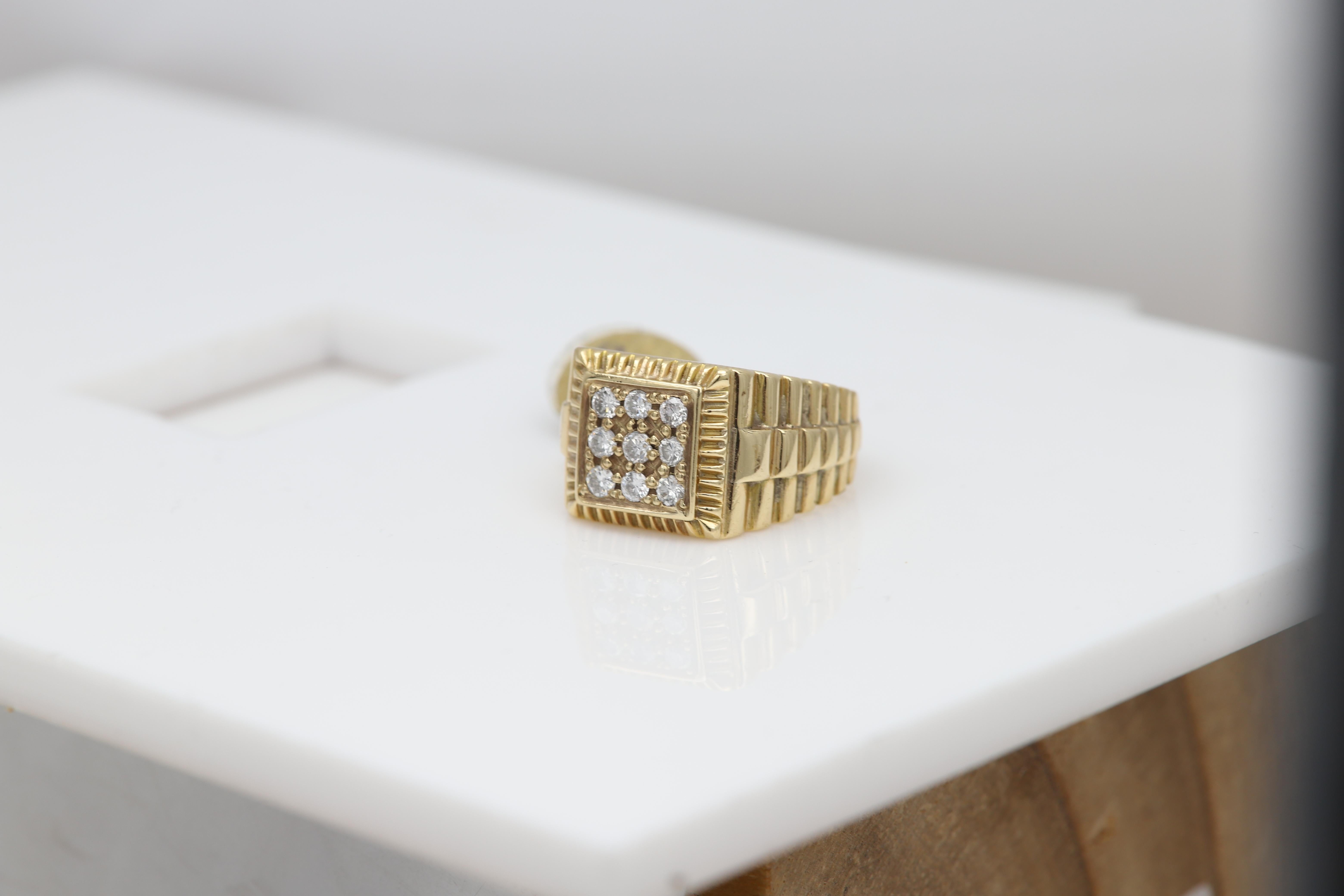 Vintage Herren Diamant Ring Cluster Diamanten Männer Ring 14 Karat Gold im Angebot 2