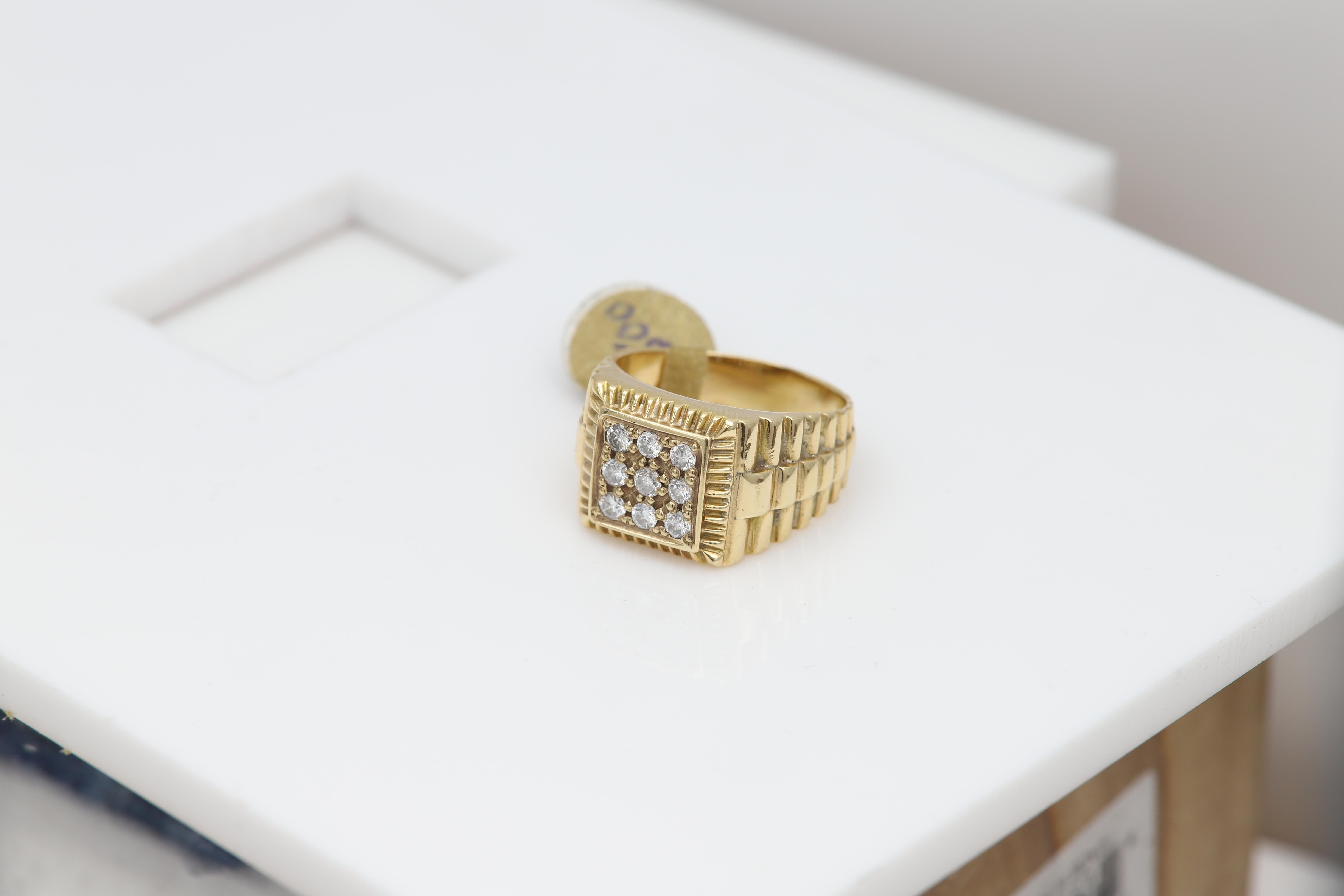 Vintage Herren Diamant Ring Cluster Diamanten Männer Ring 14 Karat Gold im Angebot 3