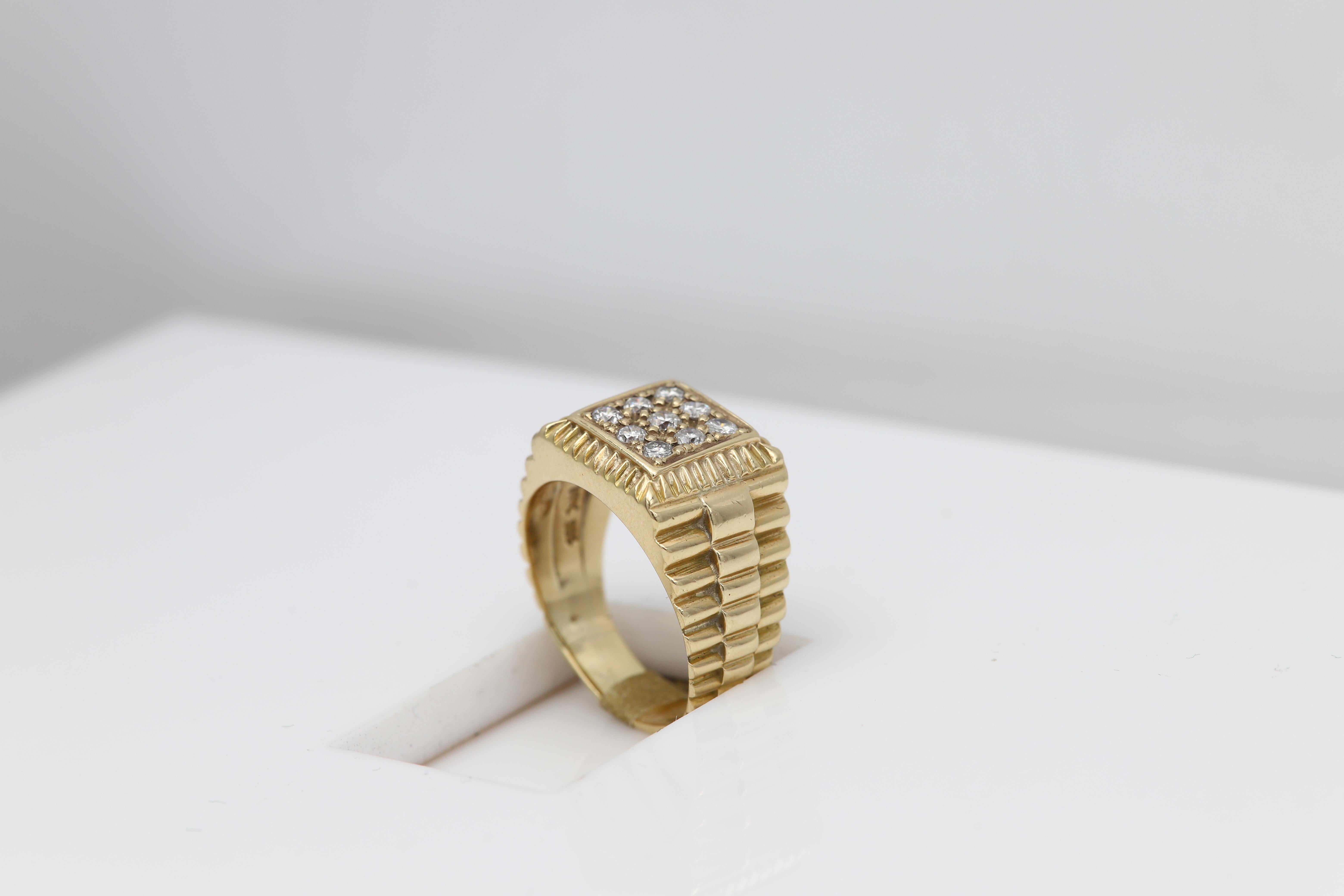 Vintage Herren Diamant Ring Cluster Diamanten Männer Ring 14 Karat Gold im Angebot 4