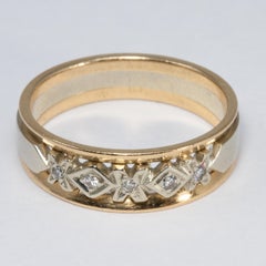 Vintage Men's Diamond Wedding Band / Ring 14 Karat Yellow and White Gold